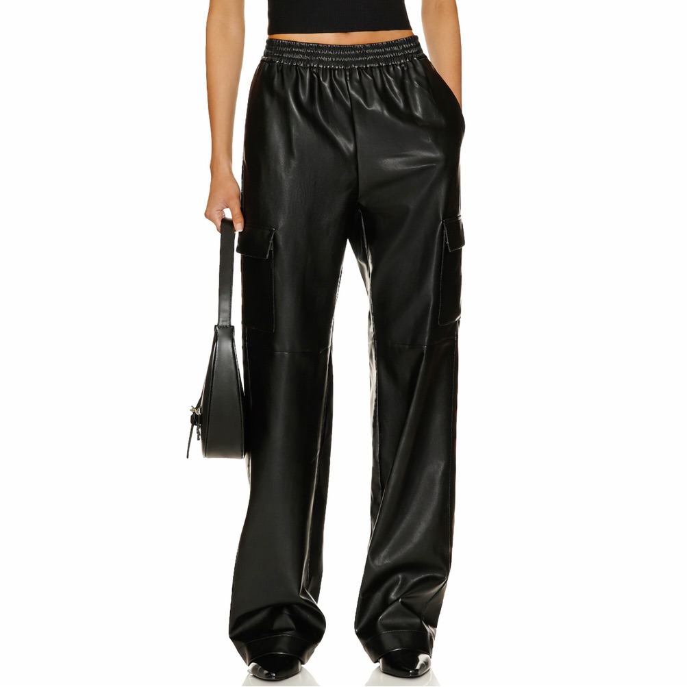 Nicholas 2 Edwina Faux Leather Cargo Pull 0101 On Pant Black 34” Vegan Elastic